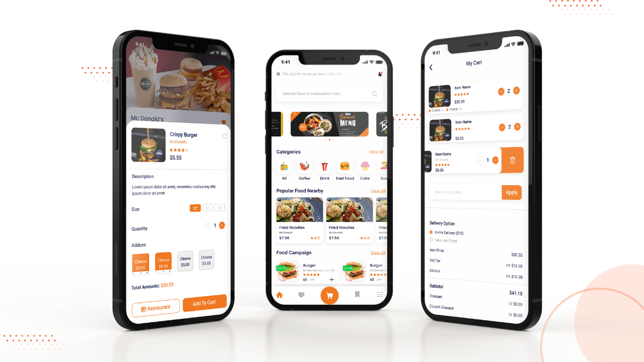 Aplicativo mobile de delivery com tela de pedidos e rastreamento